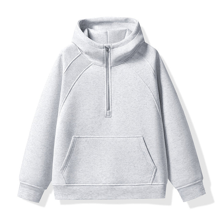 Unisex Halbzip-Kapuzenpullover mit hohem Kragen, Kängurutasche & gerippten Bündchen Drune