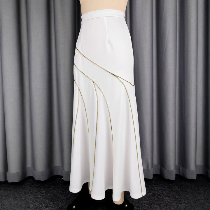 Damen eleganter Maxirock mit Goldakzenten Drune