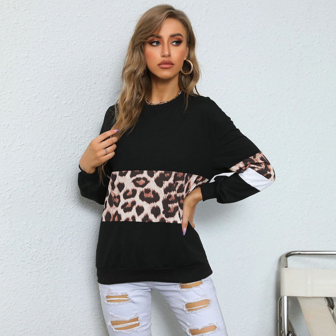 Damen Oversize-Sweatshirt mit Leo-Blockstreifen und geripptem Saum Drune