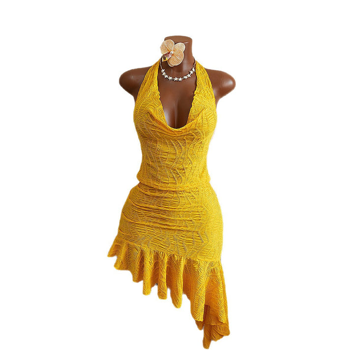 Damen Neckholder-Rüschenkleid Drune