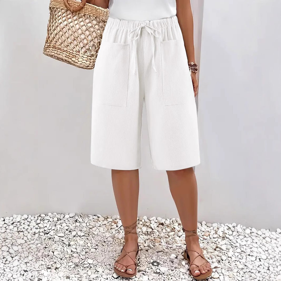 Damen lässige Culotte-Shorts mit elastischem Bund und praktischen Seitentaschen Drune