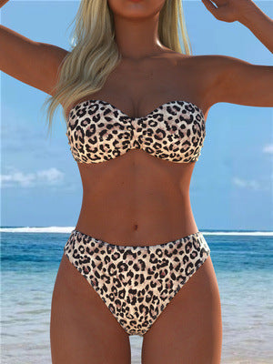 Damen Bandeau-Bikini mit hochwertigem Animal-Print und optimalem Tragekomfort Drune