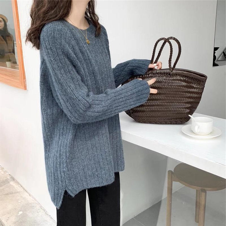 Damen gemütlicher Rippenstrickpullover Drune
