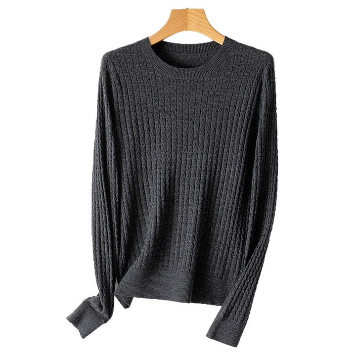 Damen Feiner Zopfstrick-Pullover mit Rundhalsausschnitt und gerippten Abschlüssen Drune