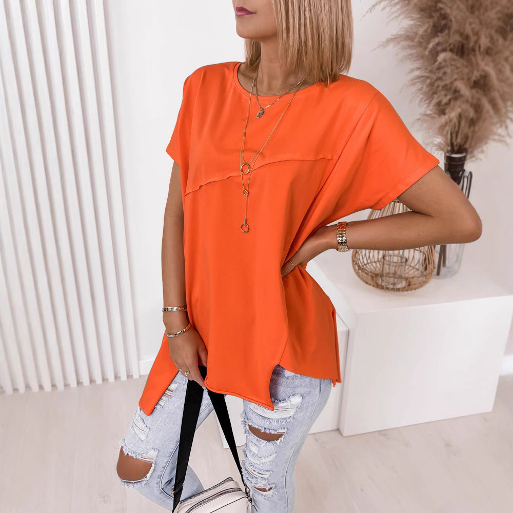 Damen asymmetrisches Oberteil mit eleganter Drapierung Drune