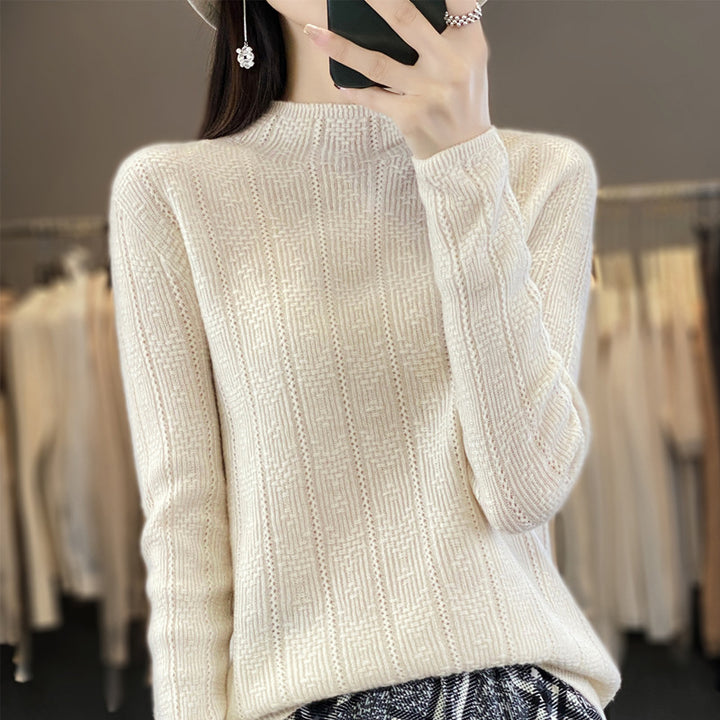 Damen Strukturierter Mockneck-Pullover aus kaschmirähnlicher Wollmischung Drune