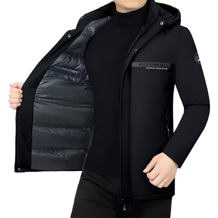 Herren Wattierte Stehkragenjacke mit wasserabweisender Oberfläche und Reißverschlusstaschen Drune