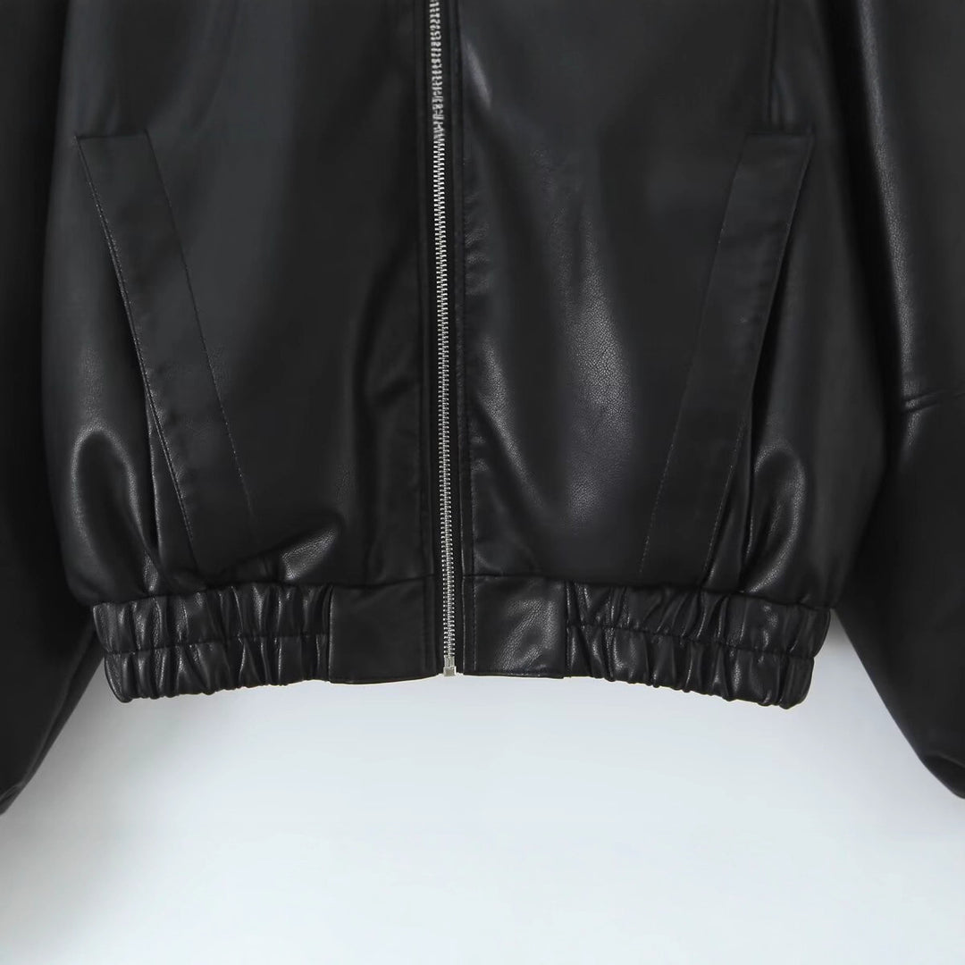 Damen modische Bikerjacke mit elastischen Bündchen Drune