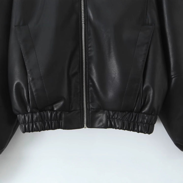 Damen modische Bikerjacke mit elastischen Bündchen Drune