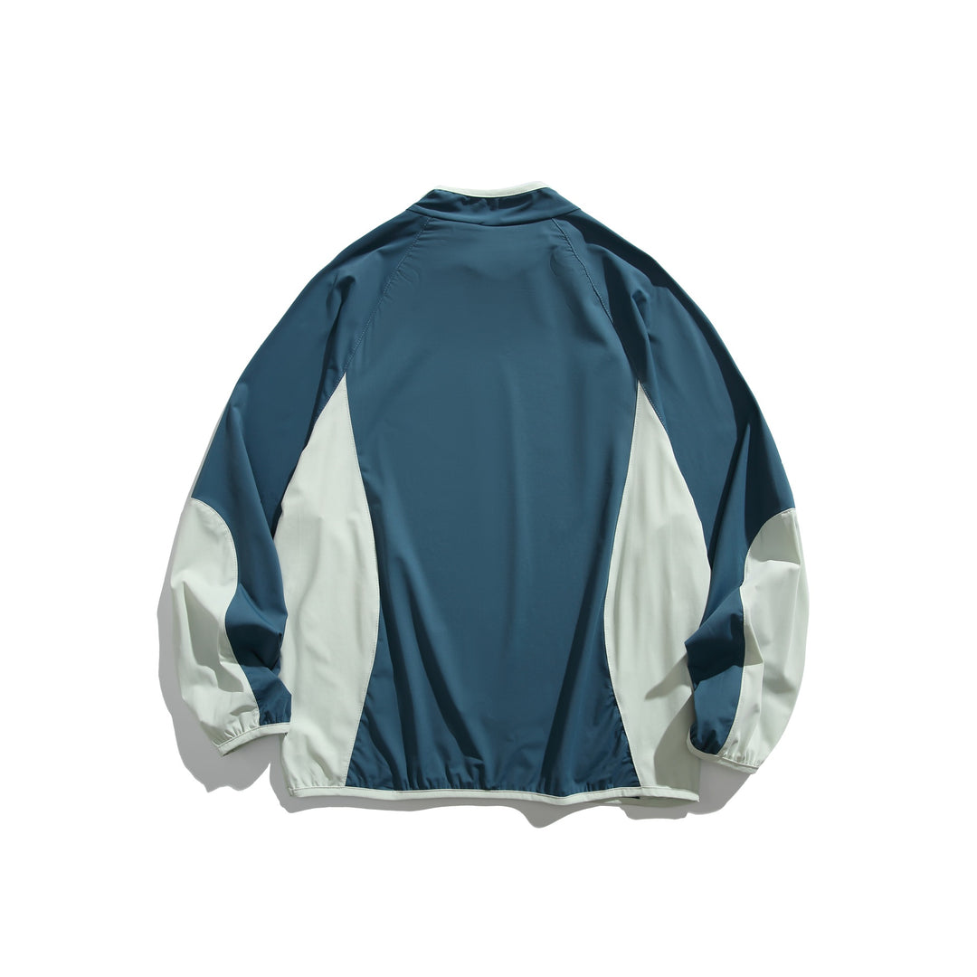 Unisex Oversize Windbreaker-Pullover mit Stehkragen und Kontrastpaneelen Drune