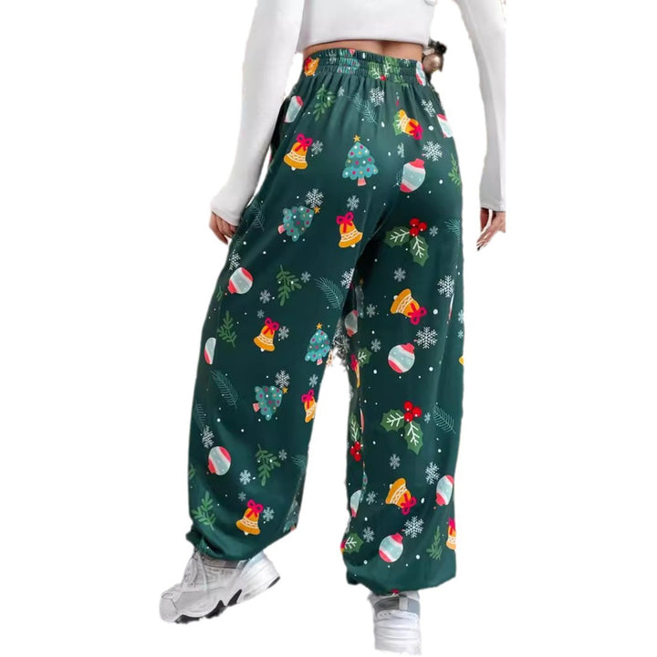 Damen weite Pyjamahose mit festlichem Muster Drune