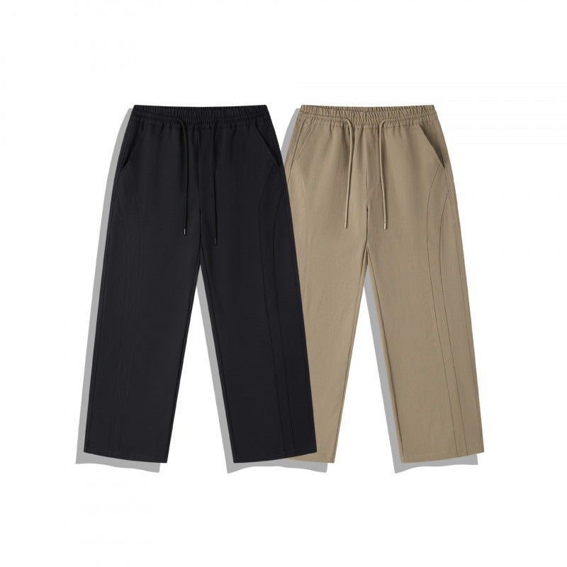 Unisex Weite Relaxed-Hose mit elastischem Bund, Tunnelzug und dekorativer Nahtführung Drune