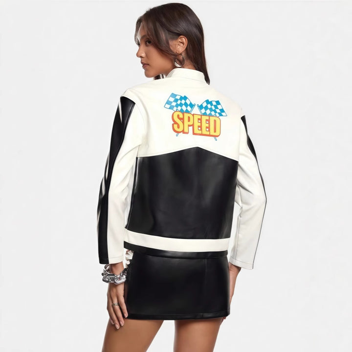 Damen Bikerjacke im Racing-Stil Drune