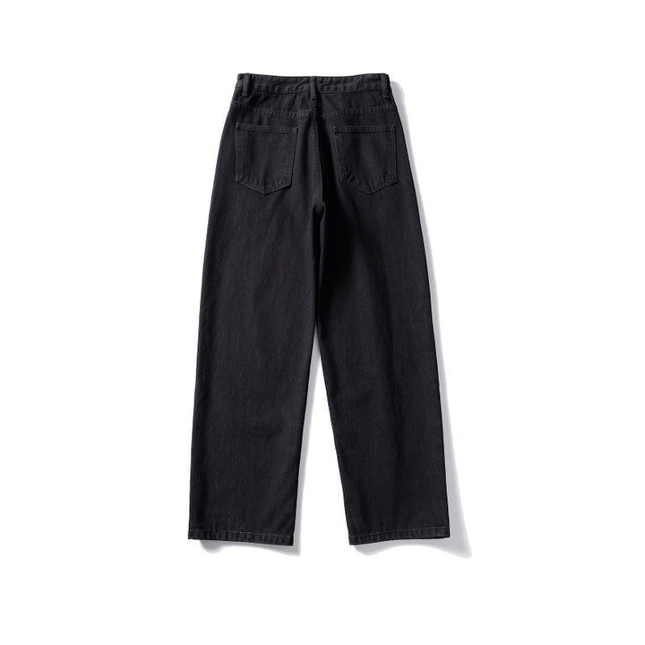Damen hochtaillierte weite Jeans aus robustem Denim mit geradem Bein Drune
