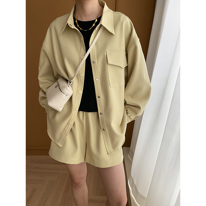 Damen Kurzarmbluse und Shorts-Set Drune