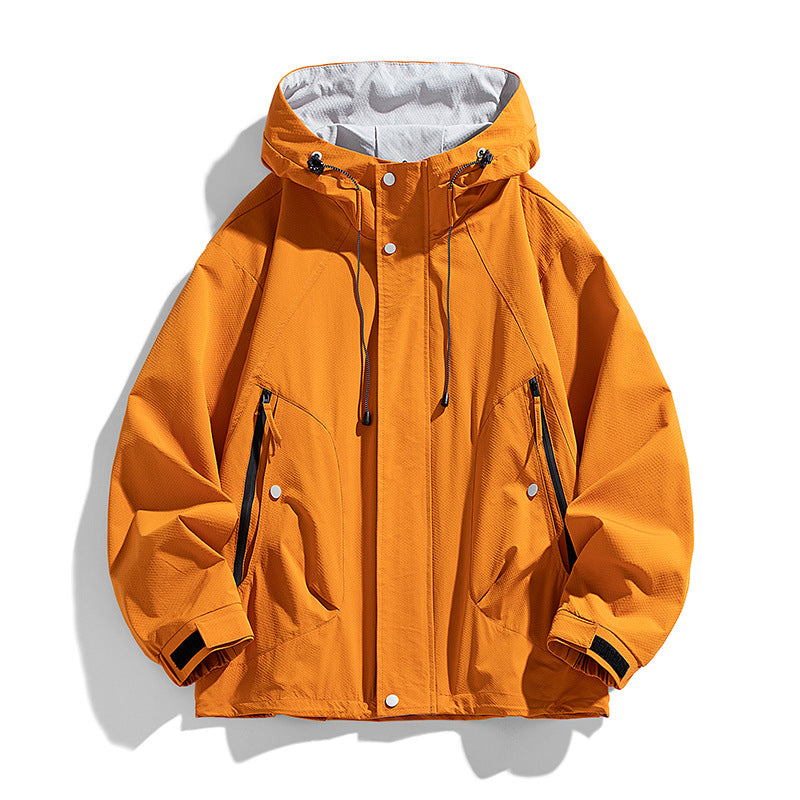Unisex leichte winddichte Outdoorjacke mit Kapuze, wasserabweisender Außenhülle und verstellbarem Saum Drune