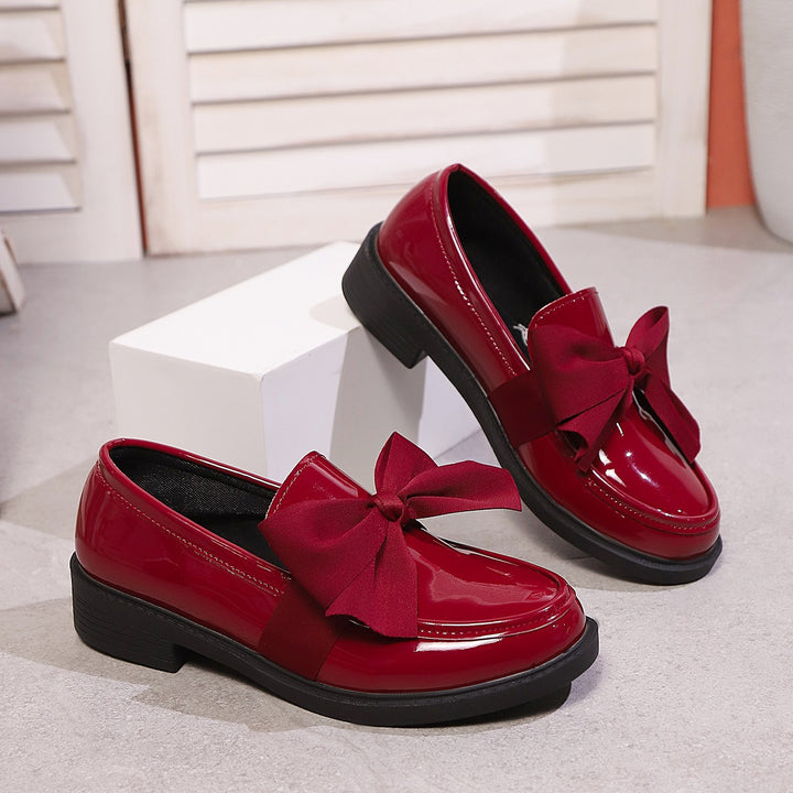 Damen Loafer mit Karo‑Muster und Schleifenapplikation Drune