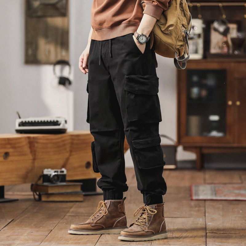 Herren Robuste Cargo-Jogginghose mit Multifunktions-Taschen Kordelzug elastische Bündchen Drune