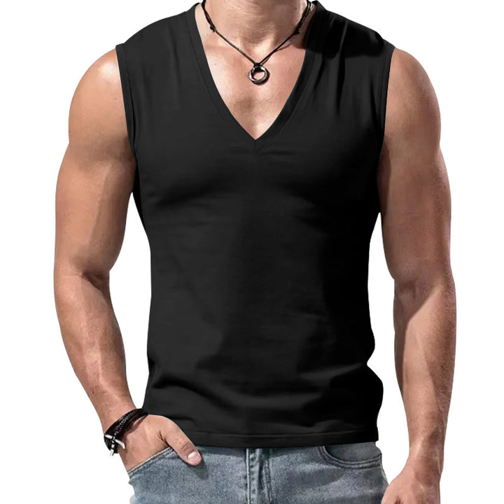 Herren nan figurbetontes ärmelloses V-Ausschnitt Muskelshirt Drune