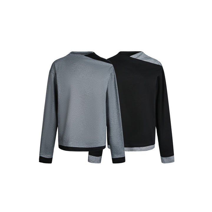 Damen Langarmshirt mit asymmetrischem Schulter-Cutout und kontrastierenden Bündchen Drune
