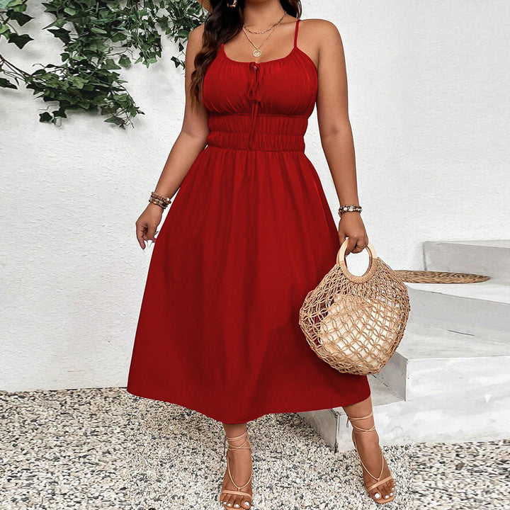 Damen Maxikleid mit verstellbaren Trägern und elastischem Bund Drune