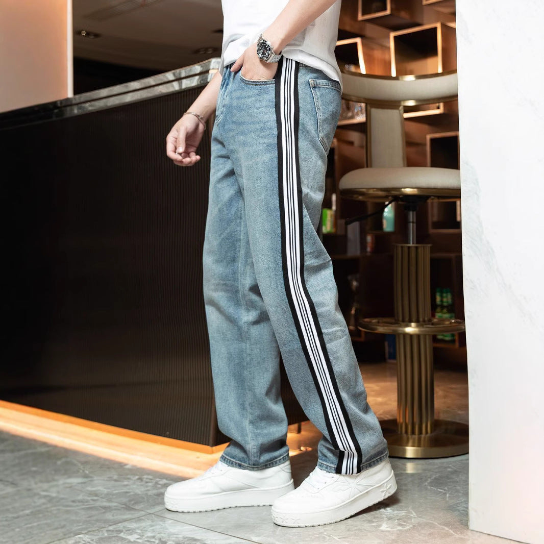 Herren Relaxed Fit Jeans mit kontrastierenden Seitenstreifen und hohem Tragekomfort Drune