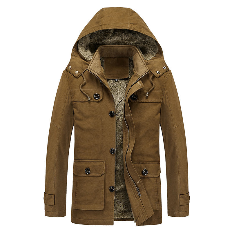Herren Canvas-Militärparka mit Teddy-Fleece Innenfutter und Multifunktions‑Taschen Drune