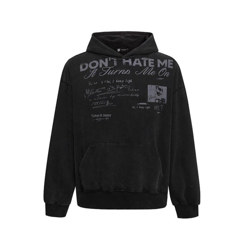 Damen Lässiges Oversize-Hoodie mit Typo-Frontprint, abgesenkten Schultern und Kängurutasche Drune