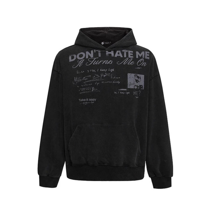 Damen Lässiges Oversize-Hoodie mit Typo-Frontprint, abgesenkten Schultern und Kängurutasche Drune