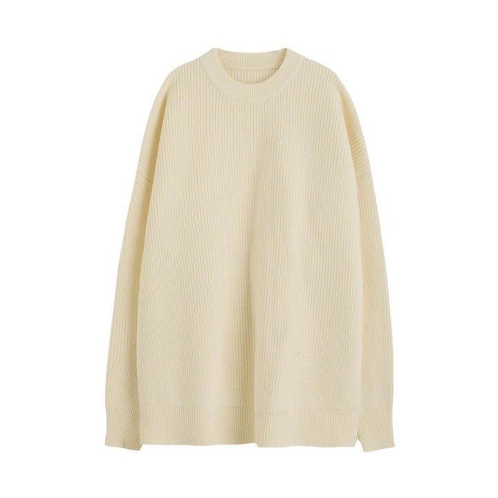 Damen lässiger Strickpullover mit feiner Rippenstruktur und bequemen langen Ärmeln Drune