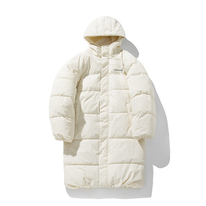 Unisex Oversize langer Steppmantel mit Kapuze und wattierter Thermoisolierung Drune