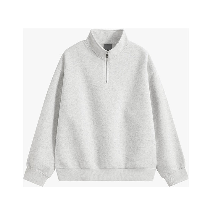 Unisex oversized Halbzip-Sweatshirt mit Stehkragen, Rippbündchen und weichem Fleece-Innenfutter Drune