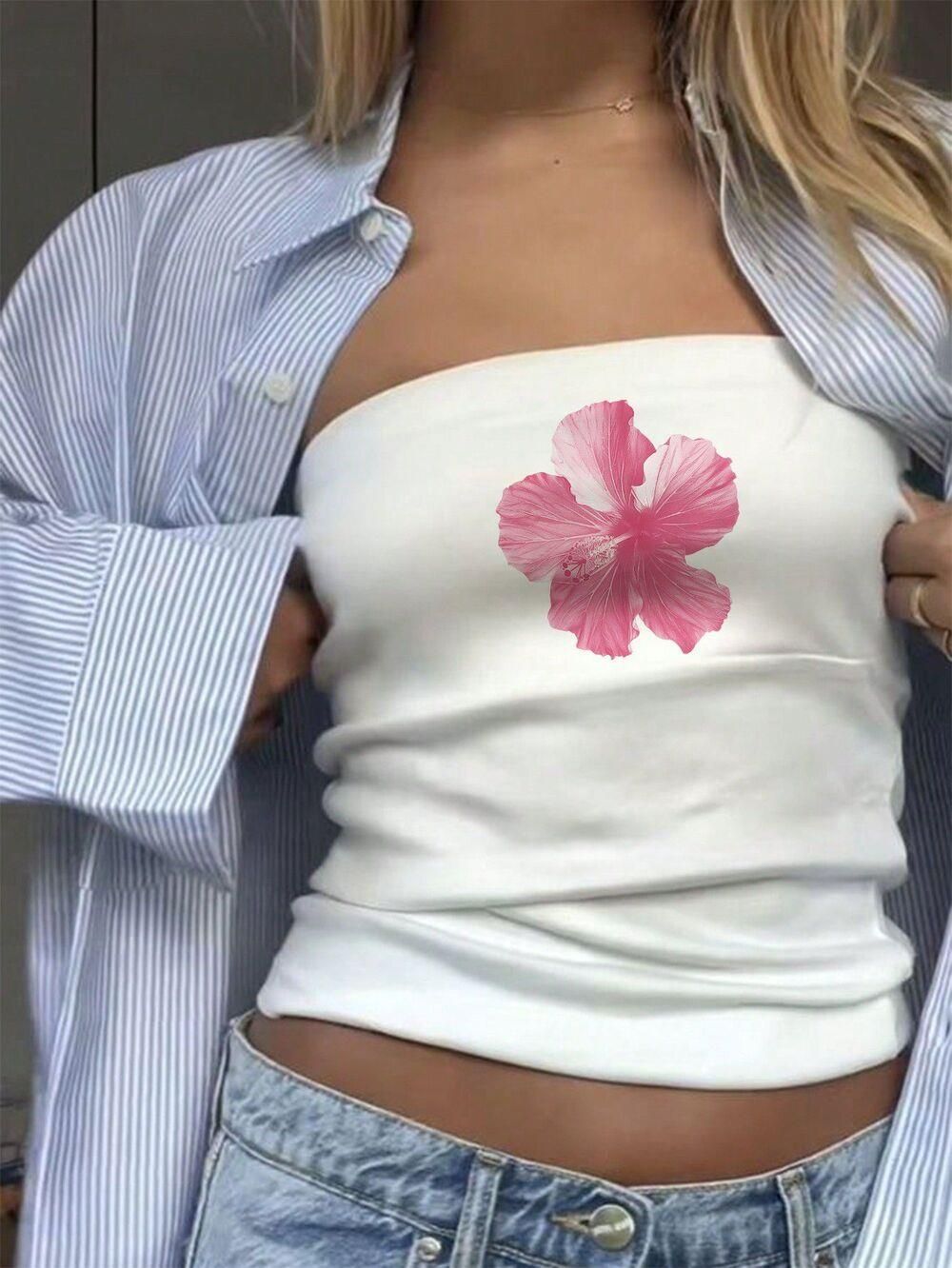 Damen Bandeau-Top mit auffälligem Statement-Aufdruck Drune