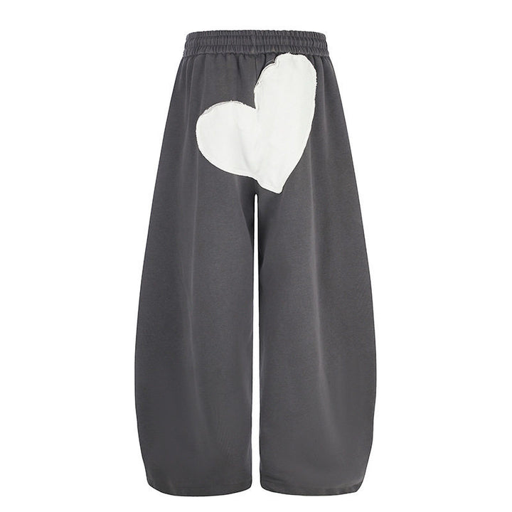 Damen weite Culotte-Sweathose mit elastischem Bund und Herz-Applikation Drune