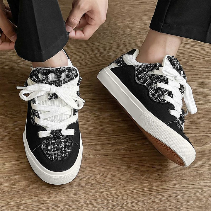 Damen Sneakers mit modischem Tweed-Design und übergroßen Schnürsenkeln Drune