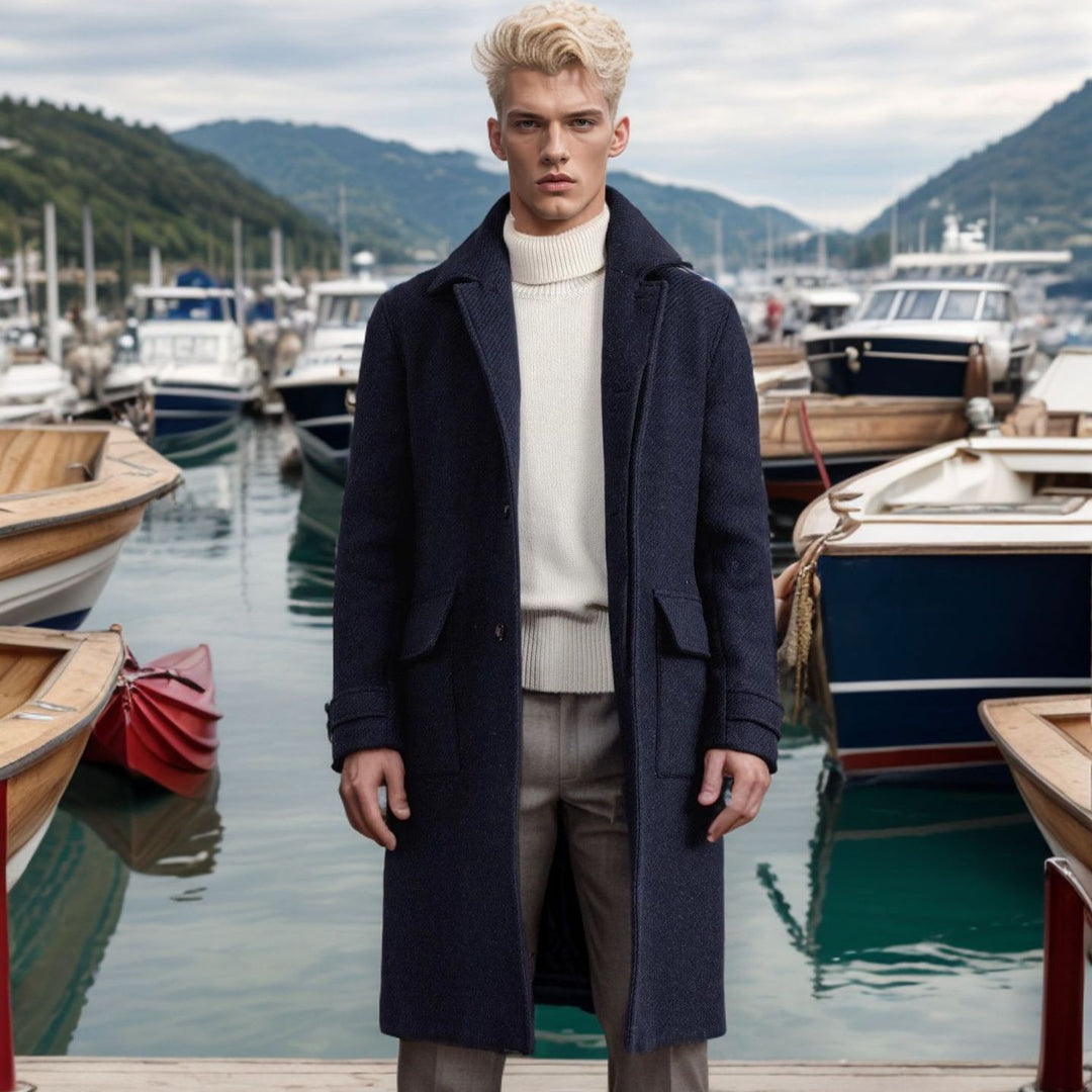 Herren eleganter und hochwertiger Wollmantel Drune