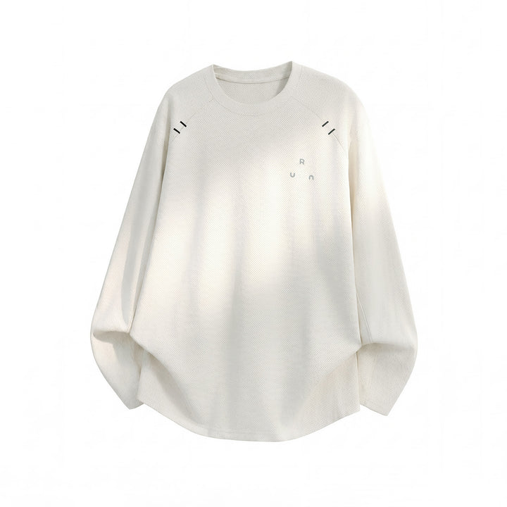 Unisex Oversize Rundhals-Sweatshirt mit Waffelstruktur und geschwungener Saum Drune