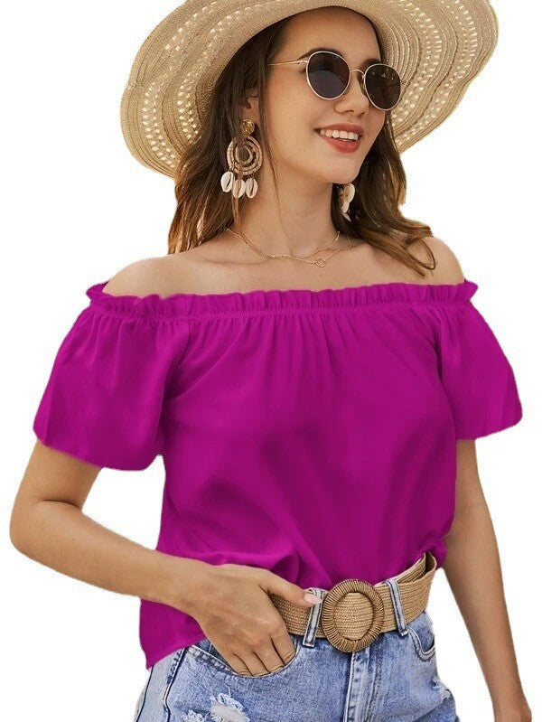 Damen Off-Shoulder Bluse mit elastischem Bund und lässigem Schnitt Drune