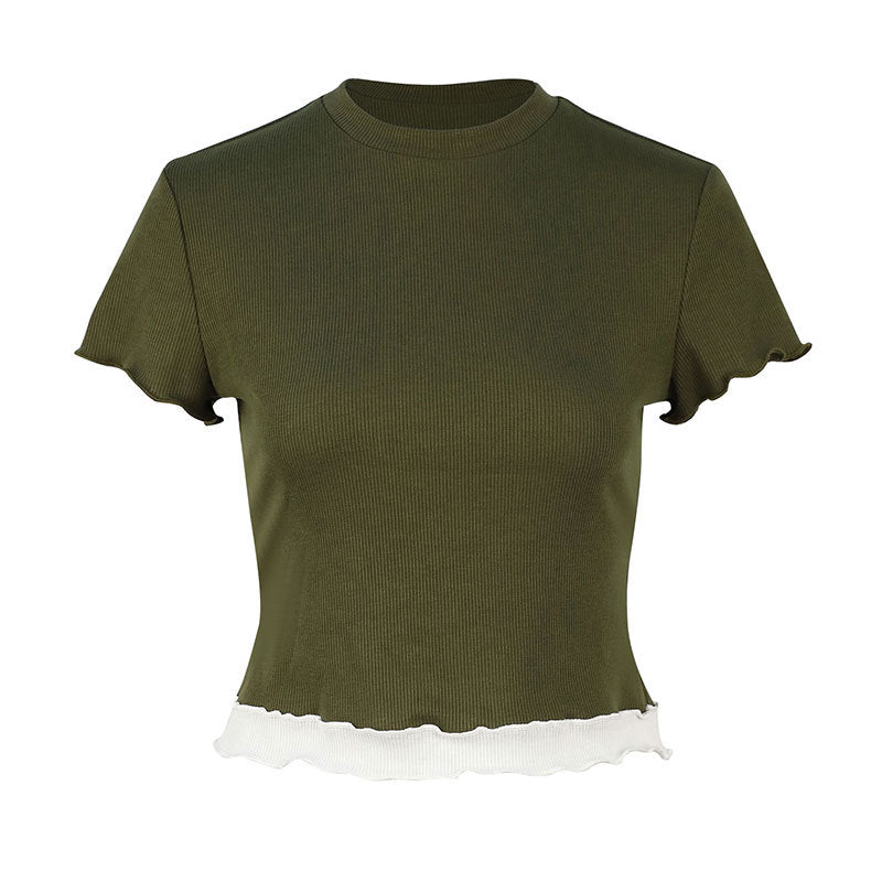 Damen Crop-Top mit Rüschendetails Drune