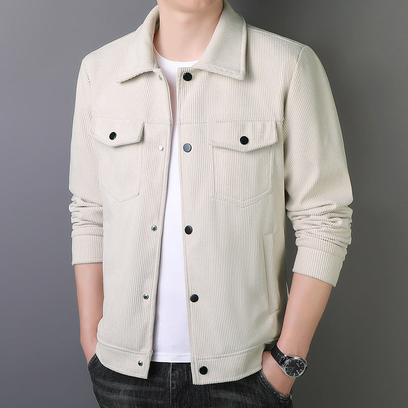 Herren Cordjacke im Truckerstil mit Druckknopfleiste Drune