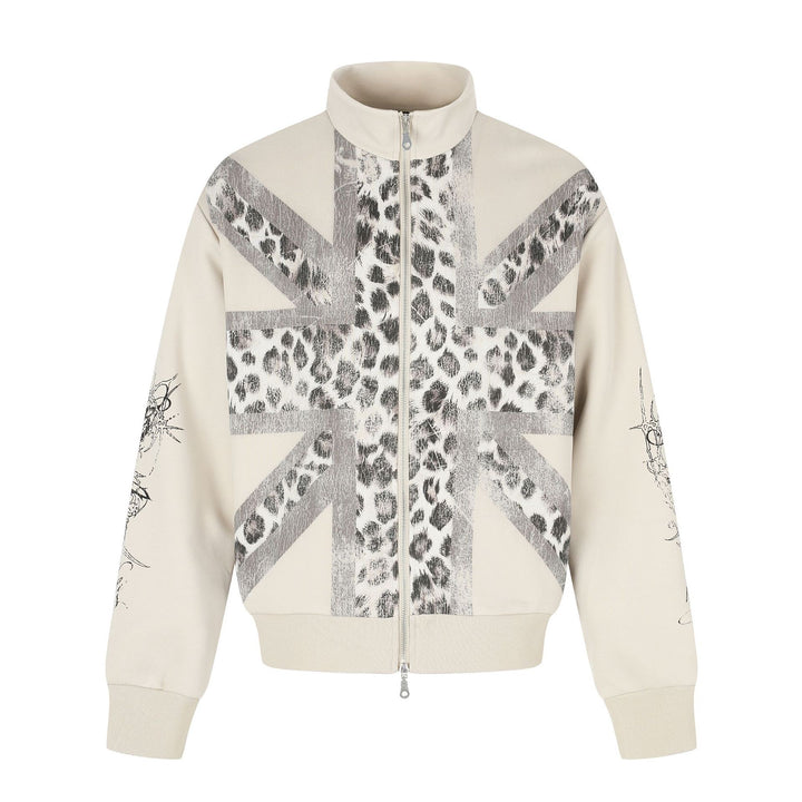 Damen Oversize-Sweatjacke mit Stehkragen und Leoparden-Print Drune