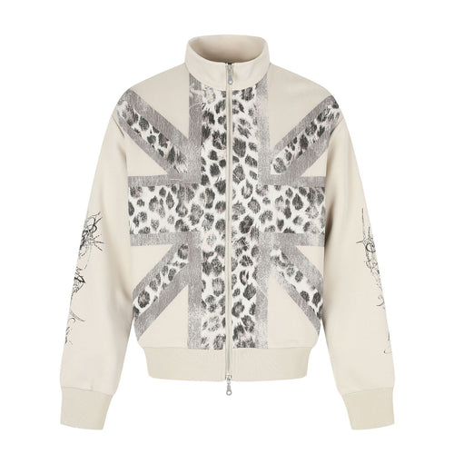 Damen Oversize-Sweatjacke mit Stehkragen und Leoparden-Print Drune
