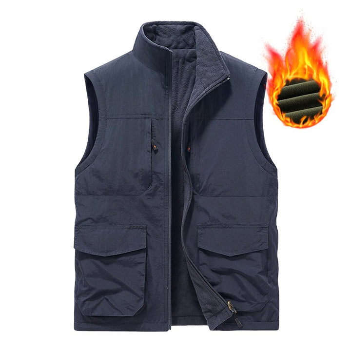 Herren Utility‑Weste mit Multi‑Taschen, Stehkragen & atmungsaktivem Mesh‑Futter Drune