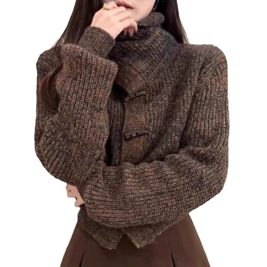 Damen Strickjacke mit modischem Kragen und Drehverschluss Drune