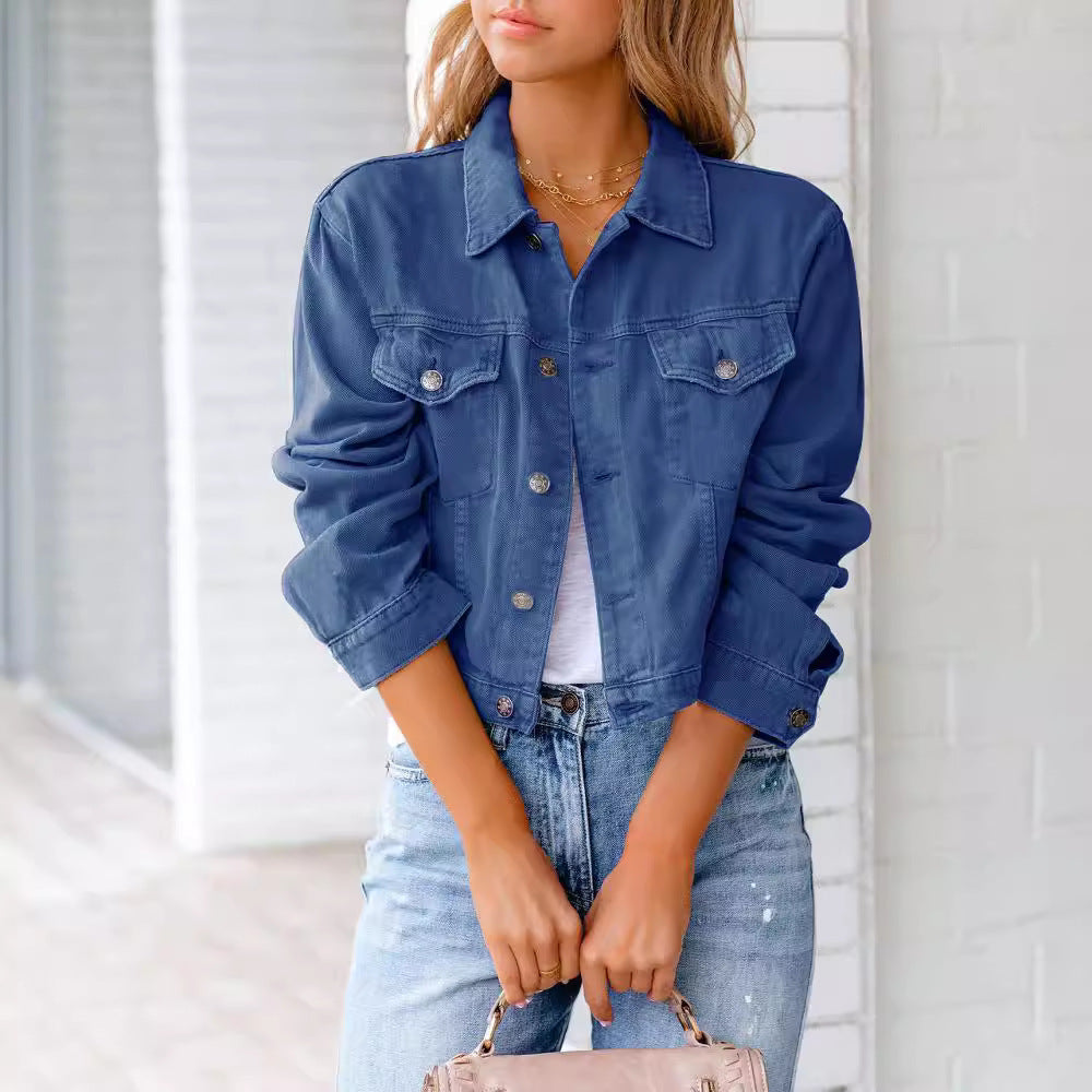 Damen Kurze Denimjacke mit modischem Schnitt Drune