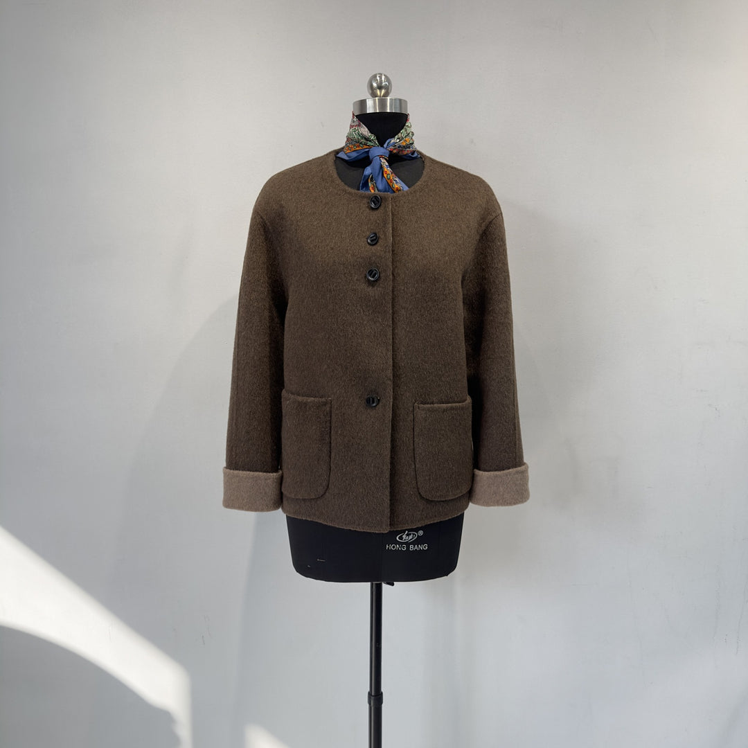 Damen Gemütliche Gestrickte Wollmischung Jacke Drune