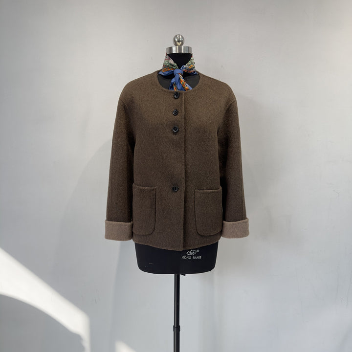 Damen Gemütliche Gestrickte Wollmischung Jacke Drune