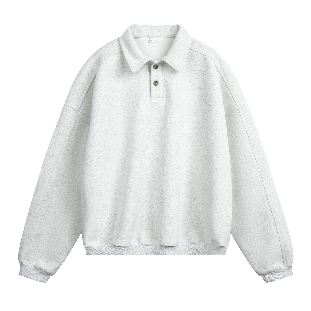 Unisex Lässiges Oversize-Polo-Sweatshirt mit Hemdkragen, Raglanärmeln und Bündchen Drune