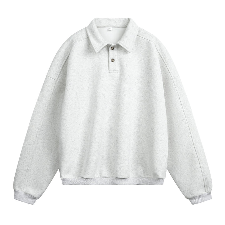 Unisex Lässiges Oversize-Polo-Sweatshirt mit Hemdkragen, Raglanärmeln und Bündchen Drune