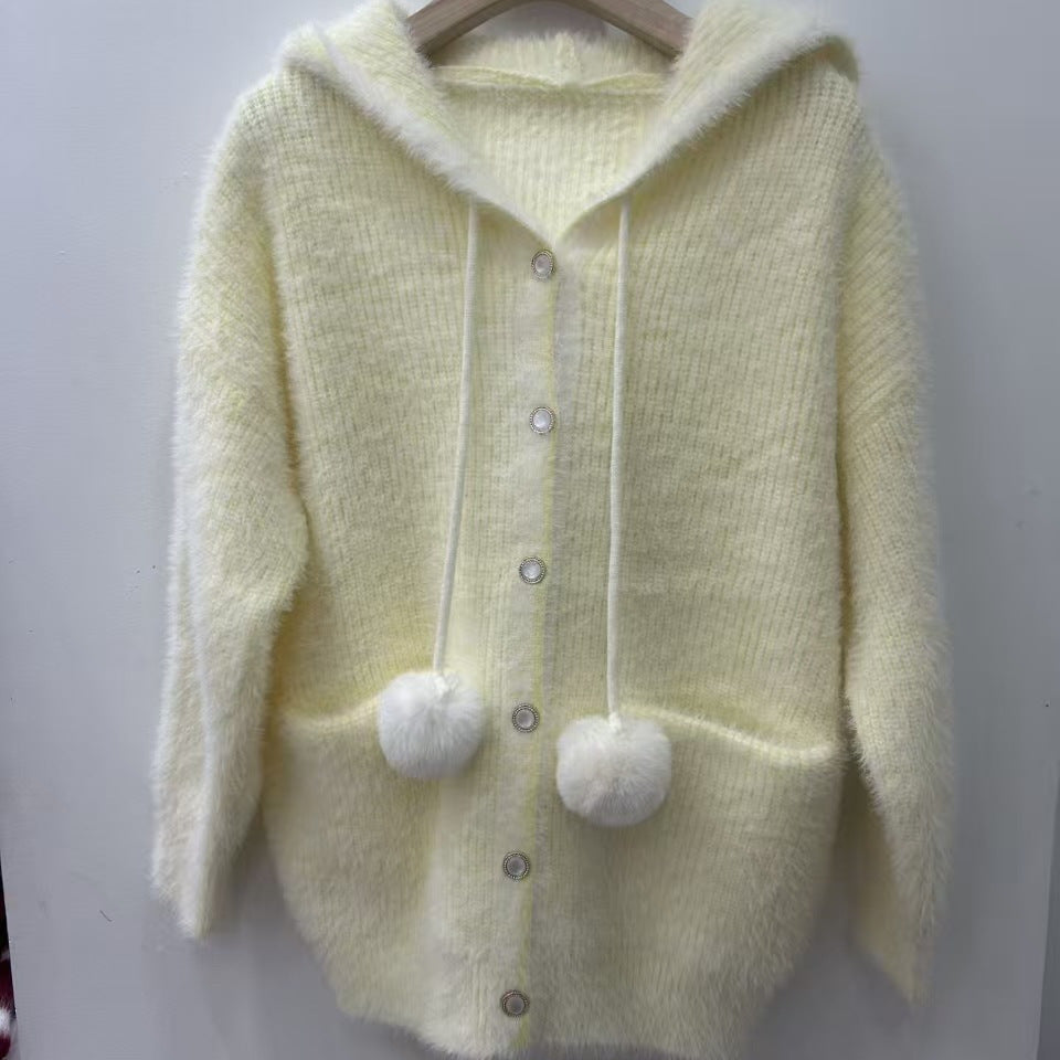 Damen Kuschelige Kapuzenjacke Drune